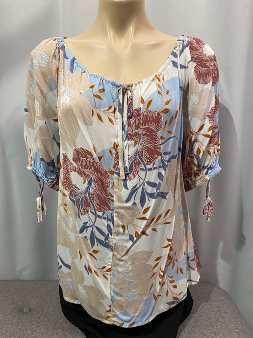 Tie Front Short Slv Top